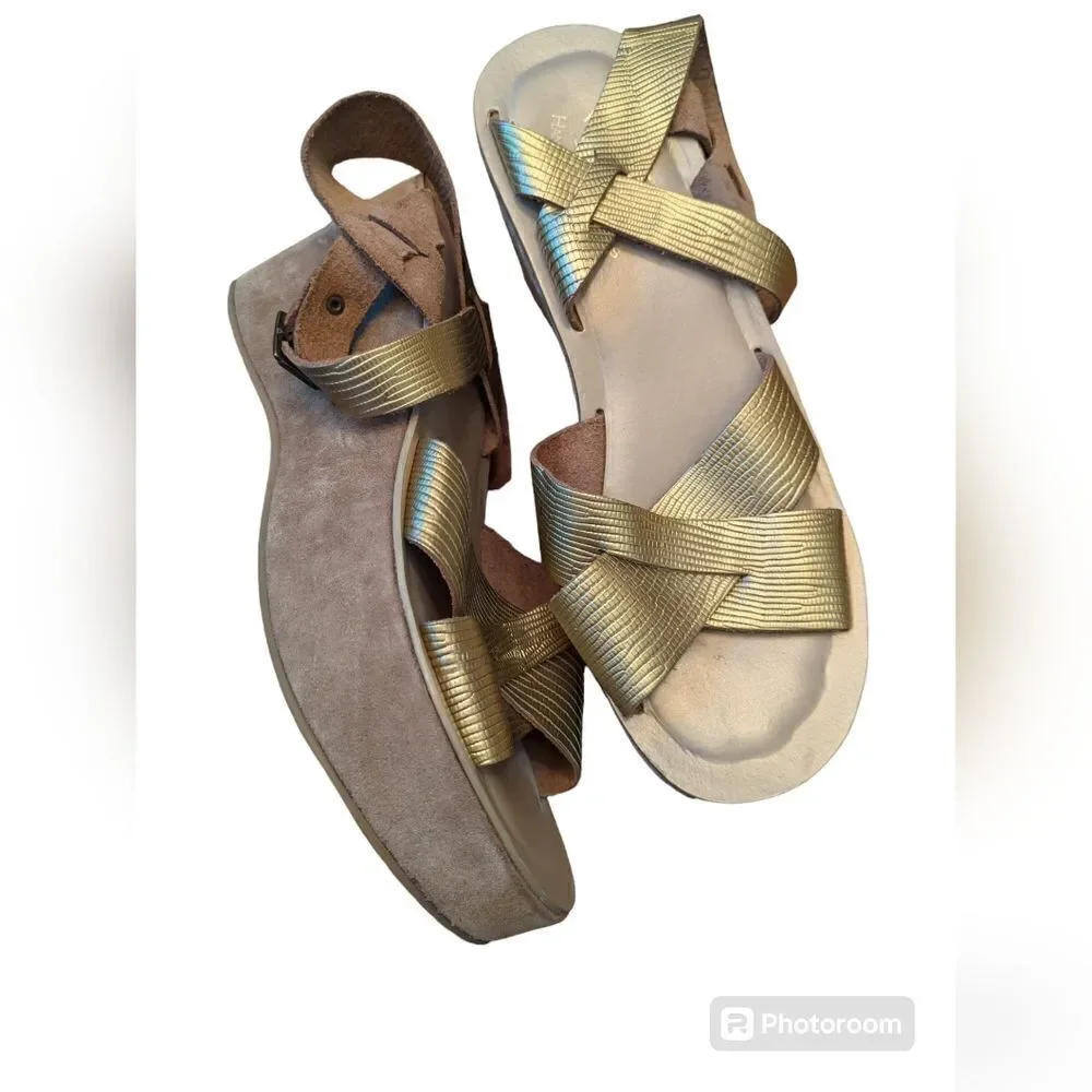 Original Kork Ease 3 inch gold platform sandals